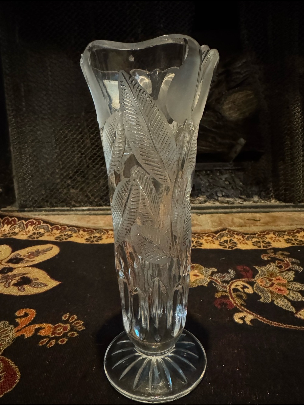 Clear Leaf-Pattern Glass Bud Vase - Home Accents